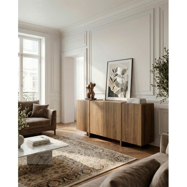 Komoda v hrastovem dekorju v naravni barvi 180x79x40 cm Volia – Marckeric-image-4