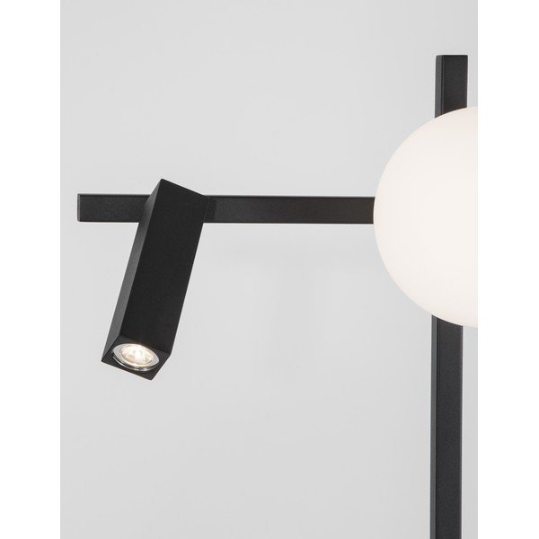 Bela/črna kovinska LED stoječa svetilka z upogljivo konstrukcijo s steklenim senčilom (višina 150 cm) Joline – Nova Luce-image-3