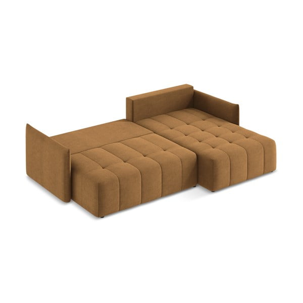 Raztegljiva/s prostorom za shranjevanje kotna sedežna garnitura v barvi terakote (desni kot/z ležalnikom) Moku – Makamii-image-4