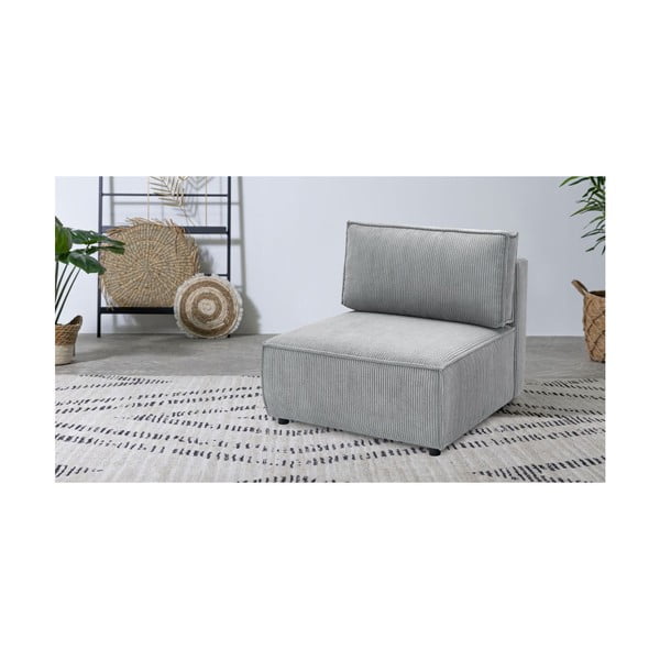 Svetlo siv modul za sedežno garnituro iz rebrastega žameta (sredinski modul) Nihad modular – Bobochic Paris-image-1