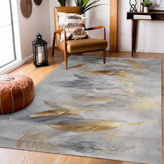 Siv/zlat pralen tekač 80x200 cm Golden Feathers – Mila Home