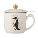 Kremno bela lončena skodelica z božičnim motivom s cedilom 300 ml Valentin – Bloomingville