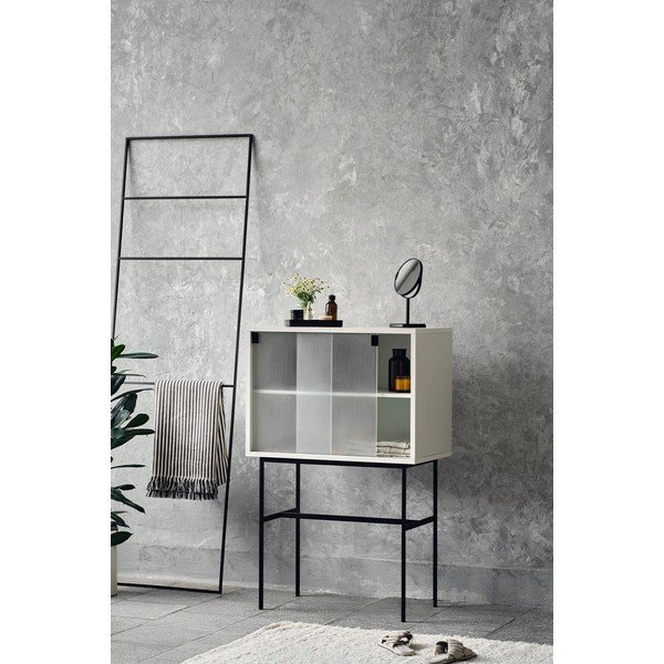 Sivo-bež vitrina z drsnimi vrati 70x109x40 cm Lekko – noo.ma-image-1