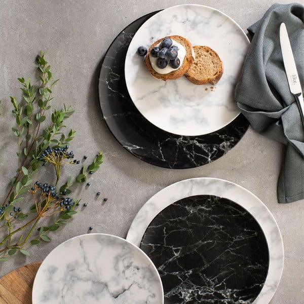 Črno-bel porcelanast krožnik Villeroy & Boch Marmory, ø 27 cm-image-2