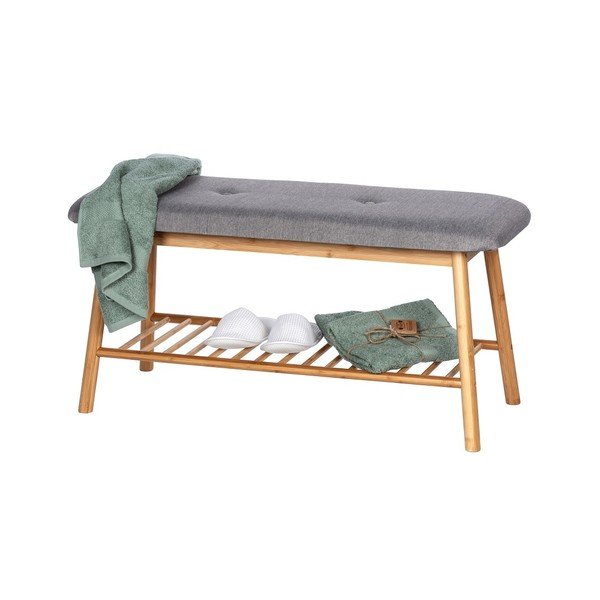 Sivo-rjava bambusova omarica za čevlje s klopjo Bahari – Wenko-image-3