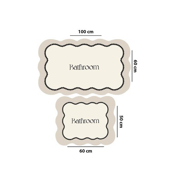 Kremno bele kopalniške preproge v kompletu 2 ks 60x100 cm Bounde – Foutastic-image-2