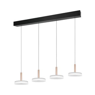 Črno-bela in zlata LED zatemnitvena viseča svetilka s steklenim senčilom Celeste – Trio