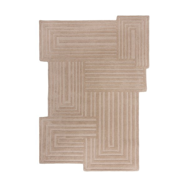 Bež ročno tkana volnena preproga 160x230 cm Zen Rectangles – Flair Rugs