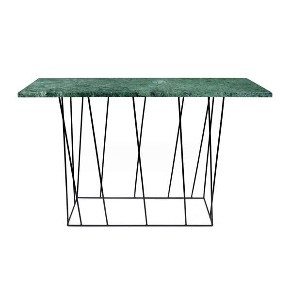 Konzolna mizica iz zelenega marmorja s črnimi nogami TemaHome Helix, 40 x 120 cm