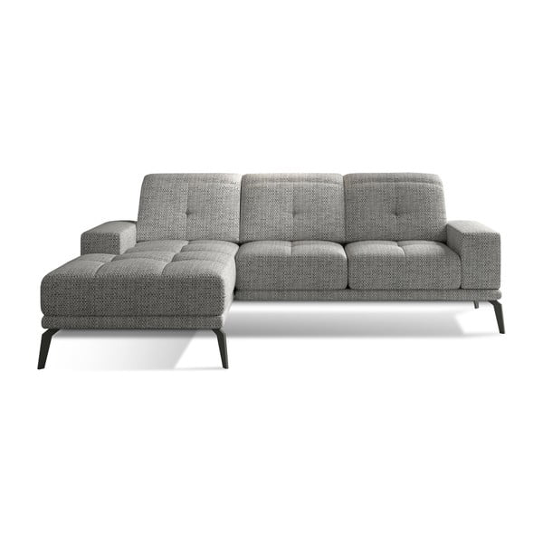 Siva kotna sedežna garnitura (levi kot/z ležalnikom) Torrense – ELTAP