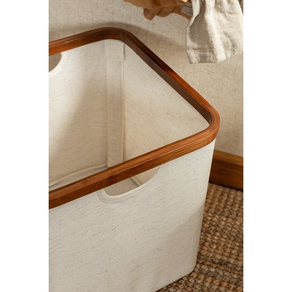 Kremno bela tekstilna škatla za shranjevanje 30x30x30 cm Bamboo/Linen Cube – Bigso-image-4