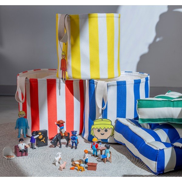 Modra tekstilna otroška škatla za shranjevanje ø 30x28 cm Stripes – Playmobil-image-1