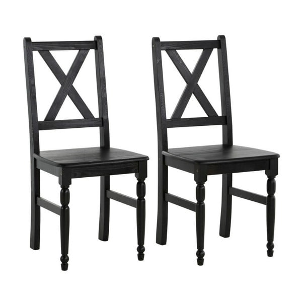 Komplet 2 temno rjavih jedilnih stolov iz masivnega bora Støraa Normann