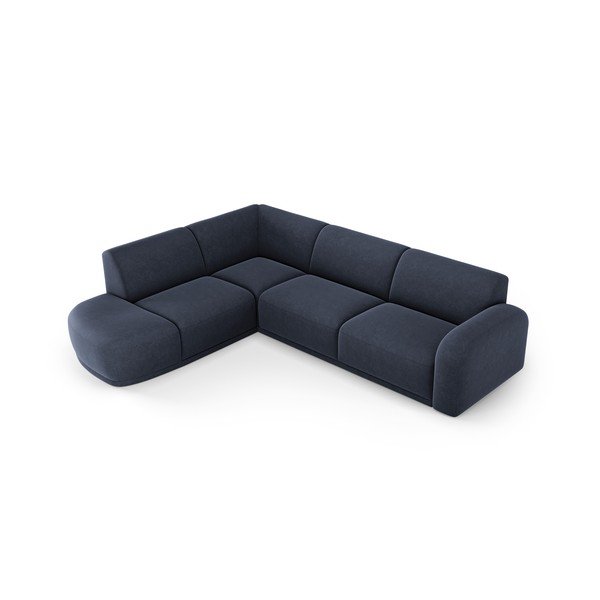 Temno modra žametna kotna sedežna garnitura Erin – Micadoni Home-image-4