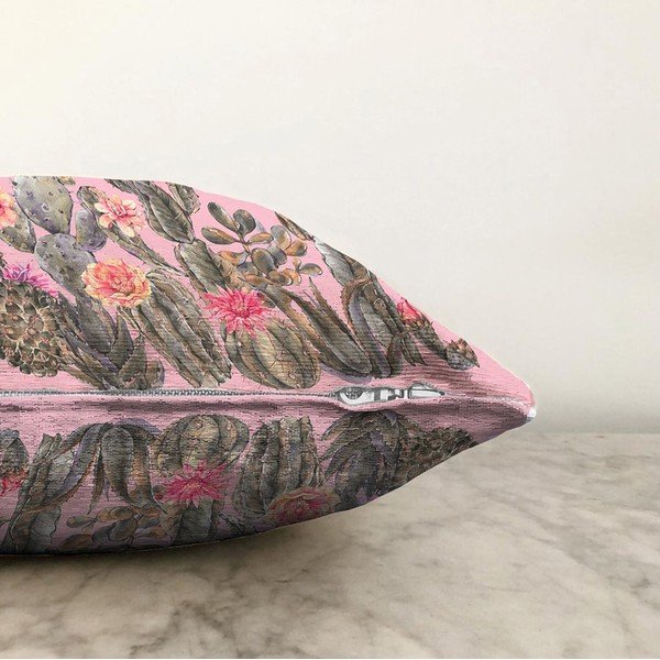 Rožnata prevleka za vzglavnik iz mešanice bombaža Minimalist Cushion Covers Blooming Cactus, 55 x 55 cm-image-1