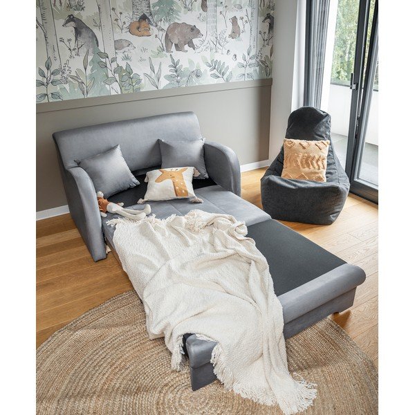 Svetlo siva žametna raztegljiva sedežna garnitura 130 cm Ario – ELTAP-image-2