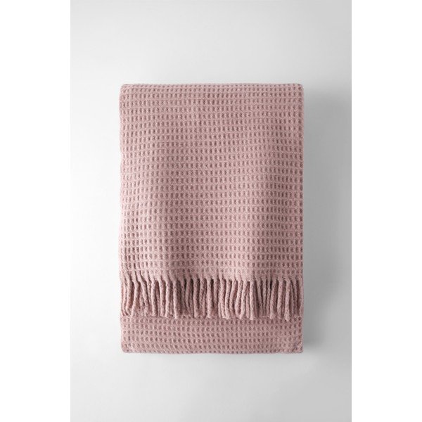 Rožnata odeja iz mešanice bombaža 140x180 cm Basics Waffle – Euromant