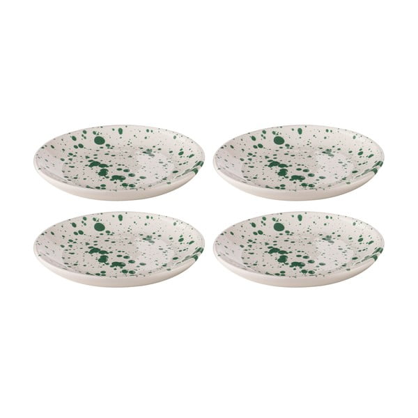 Beli/zeleni desertni lončeni krožniki v kompletu 4 ks ø 18 cm Carnival – Ladelle