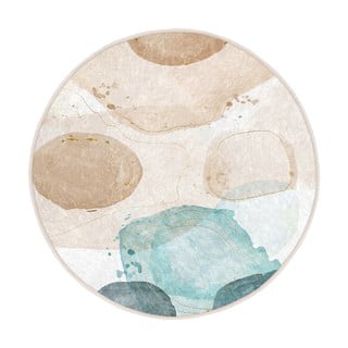 Modra/bež pralna okrogla preproga ø 80 cm Puddle – Mila Home