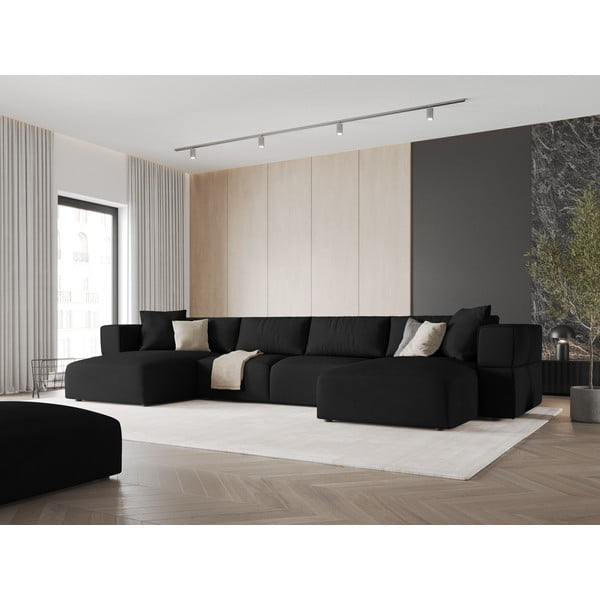 Črna kotna sedežna garnitura (v obliki črke "U") Esther – Milo Casa-image-1