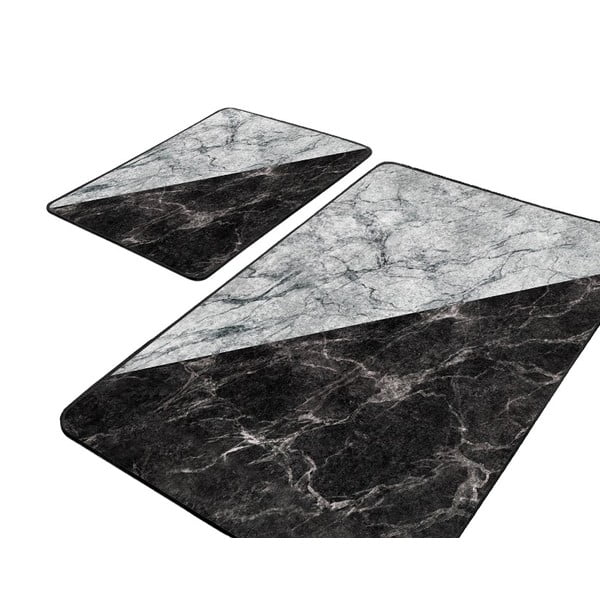 Črno-bele kopalniške preproge v kompletu 2 kos 60x100 cm - Mila Home-image-4