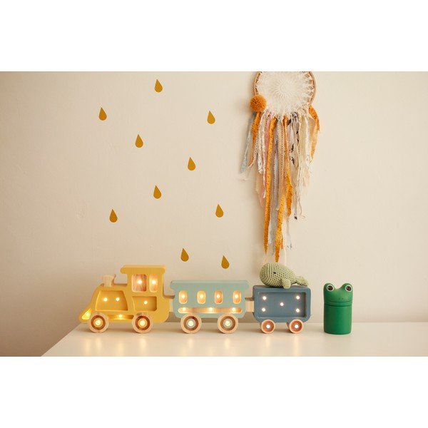 Rumeno-modra namizna svetilka iz borovega lesa Little Lights Train, dolžina 58 cm-image-1