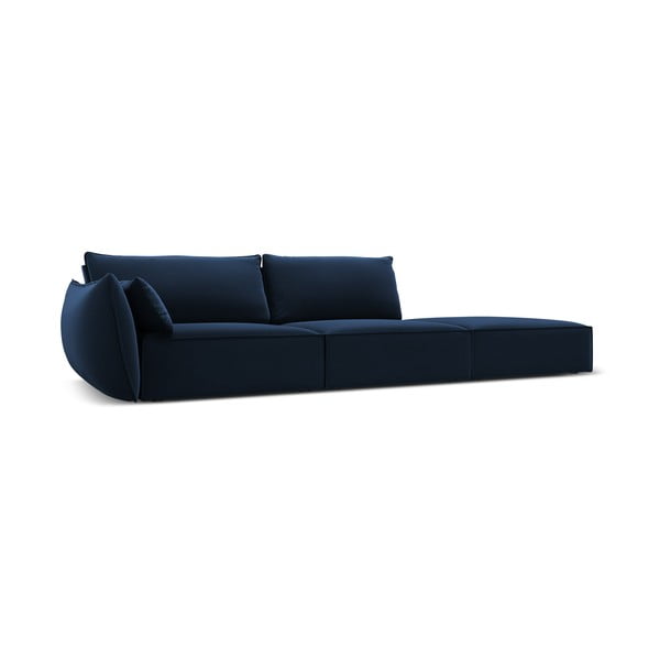 Temno modra žametna sedežna garnitura levi kot 264 cm Vanda – Mazzini Sofas-image-2