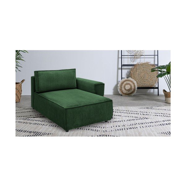 Zelen modul za sedežno garnituro iz rebrastega žameta (desni kot) Nihad modular – Bobochic Paris-image-1