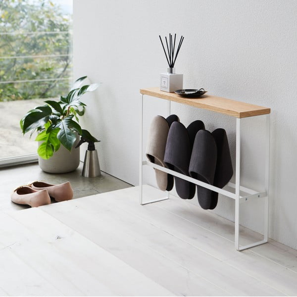 Belo/naravno kovinsko stojalo za copate Tower – YAMAZAKI-image-1