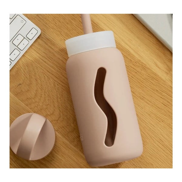 Silikonska slamica s čistilno krtačko in pokrovom Tropical Papaya – Muuki-image-1