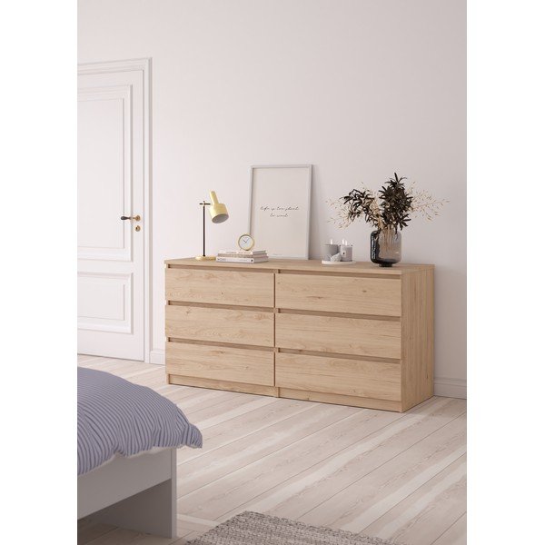 Komoda v hrastovem dekorju v naravni barvi 154x76x50 cm Naia – Tvilum-image-1