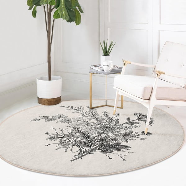 Kremno bela pralna okrogla preproga primerna za robotski sesalnik ø 80 cm Comfort – Mila Home-image-1