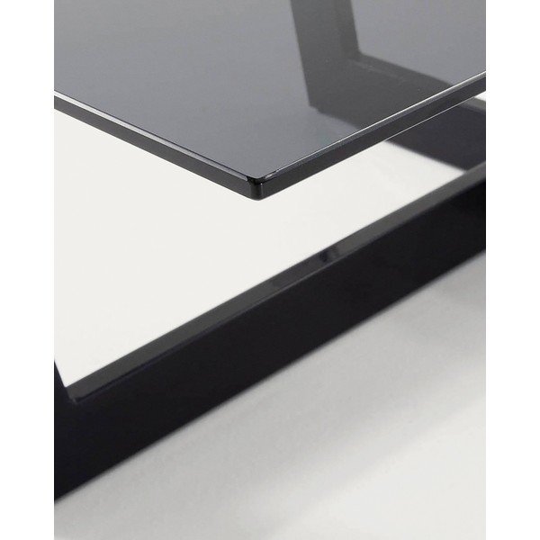 Črna klubska mizica s stekleno mizno ploščo 70x120 cm Plam – Kave Home-image-4