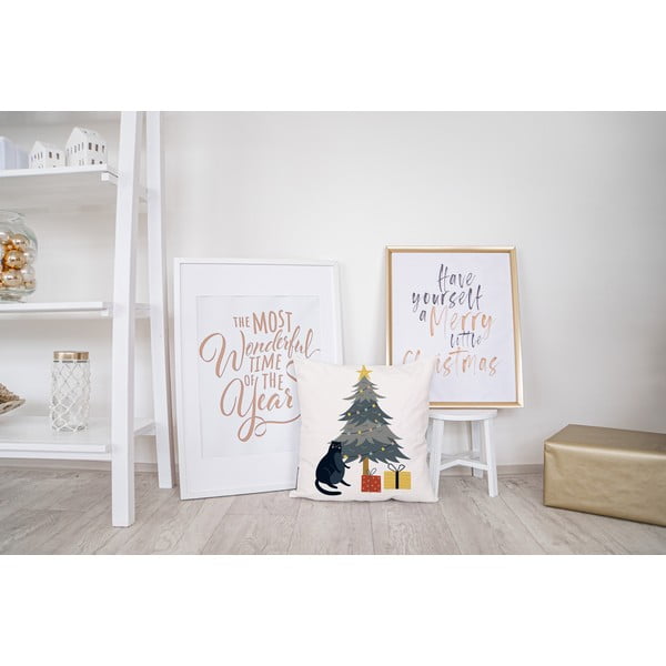 Okrasna blazina z božičnim motivom 45x45 cm Crazy Cat Xmas – Butter Kings-image-2