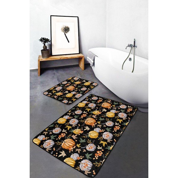 Črne/oranžne kopalniške preproge v kompletu 2 ks 60x100 cm – Mila Home-image-3