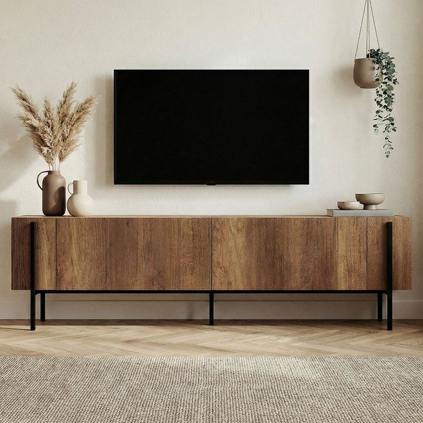TV omarica v orehovem dekorju v temni naravni barvi 180x45x30 cm Nexus – Kalune Design-image-3