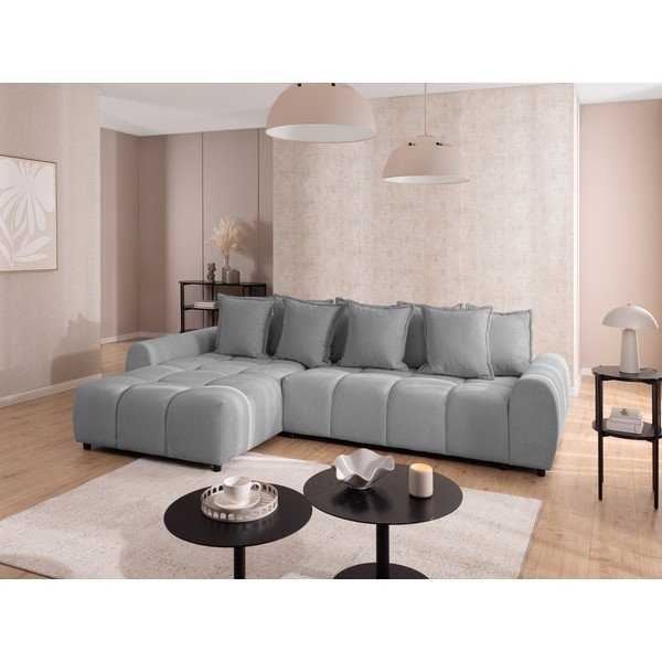 Siva kotna sedežna garnitura (levi kot/z ležalnikom) Albane  – Ropez-image-1