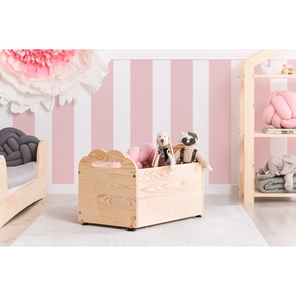 Mobilna škatla za shranjevanje iz borovega lesa Adeko Kutu Coma, 60 cm-image-1