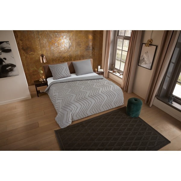 Sivo-rjava enojna/podaljšana posteljnina iz mikrovlaken 140x220 cm Pure Zigzag – Good Morning-image-3