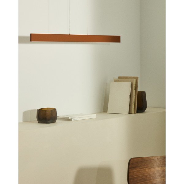 LED viseča svetilka v barvi terakote s kovinskim senčilom Boadella – Kave Home-image-1