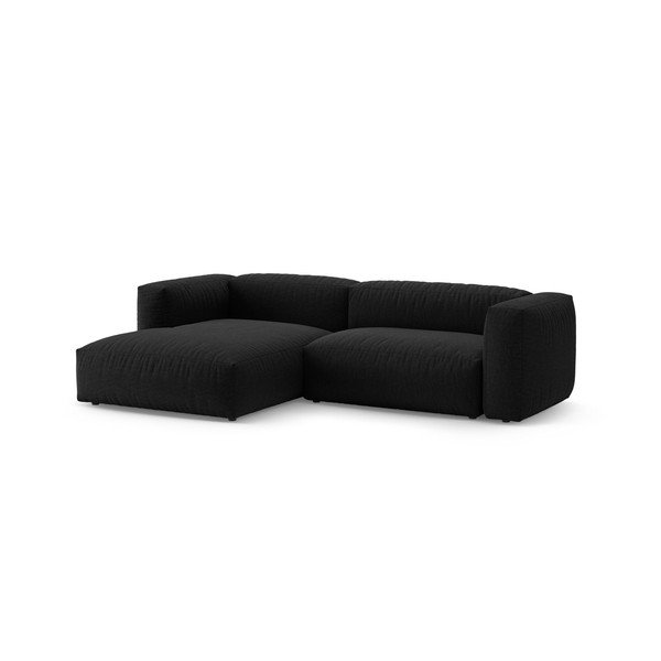 Črna raztegljiva kotna sedežna garnitura (levi kot/z ležalnikom) – Micadoni -image-4