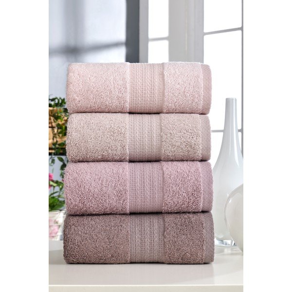 Rožnate bombažne brisače v kompletu 4 ks 50x90 cm – Mila Home