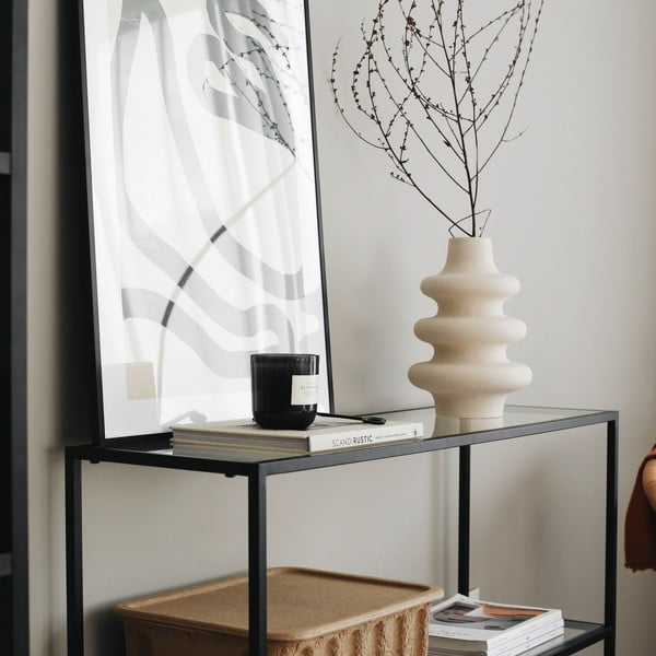 Črna steklena polica 100x85 cm Camiko - Neostill-image-2