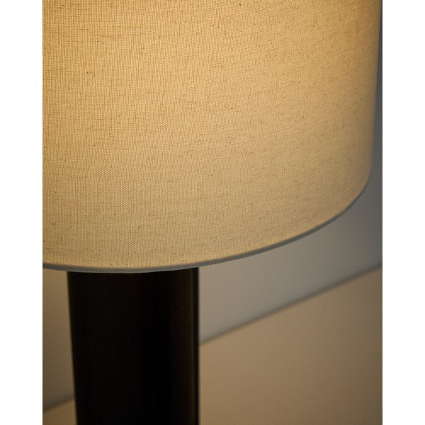 Bela/temno rjava namizna svetilka iz masivnega kavčukovca s tekstilnim senčilom (višina 48 cm) Niani – Kave Home-image-3