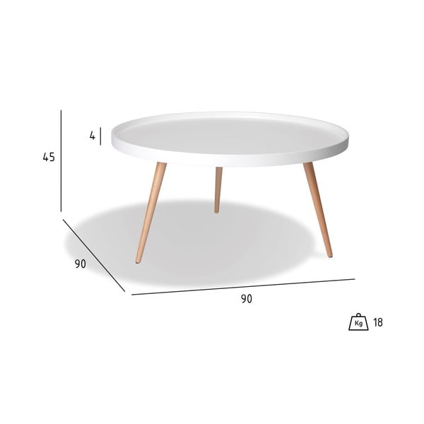 Bela mizica z nogami iz bukovega lesa Furnhouse Opus, Ø 90 cm-image-4