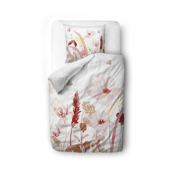 Bela/rožnata enojna posteljnina iz bombažnega satena 140x200 cm – Butter Kings