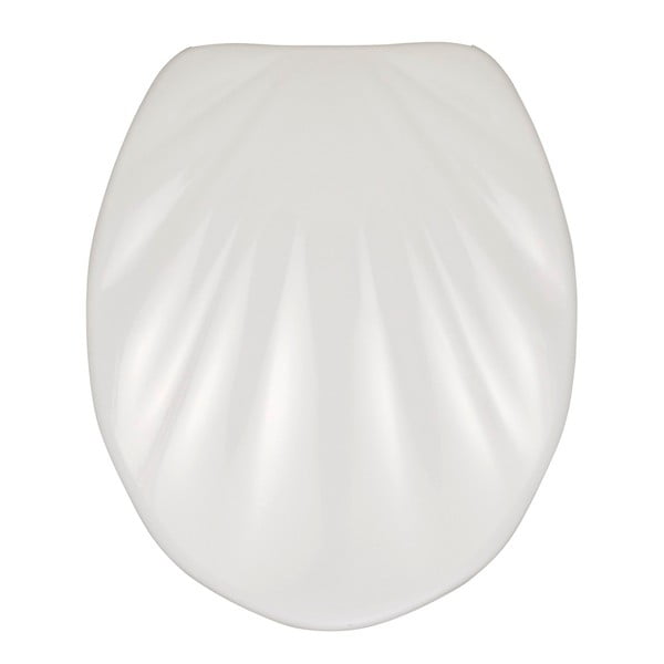 Bela WC deska z enostavnim zapiranjem Wenko Premium Sea Shell, 45,5 x 38 cm