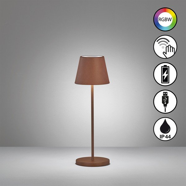 Rjava LED namizna svetilka s kovinskim senčilom (višina 34 cm) Cosenza – Fischer & Honsel-image-2