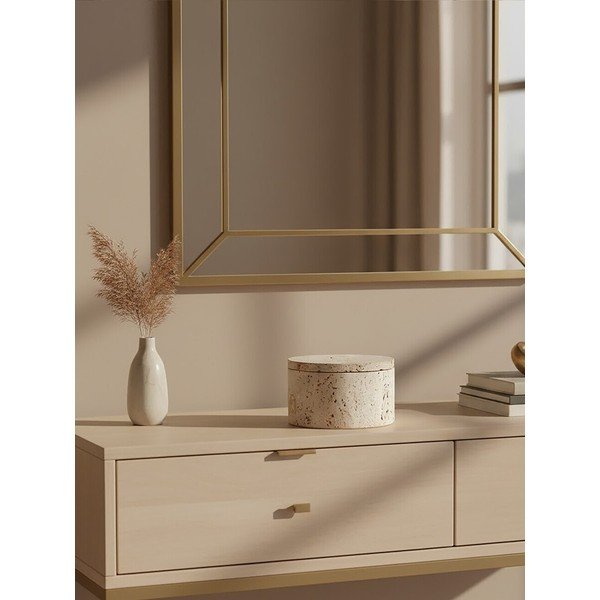 Dekorativna kamnita škatla za shranjevanje v naravni barvi ø 14x8 cm Tibor – Premier Housewares-image-2