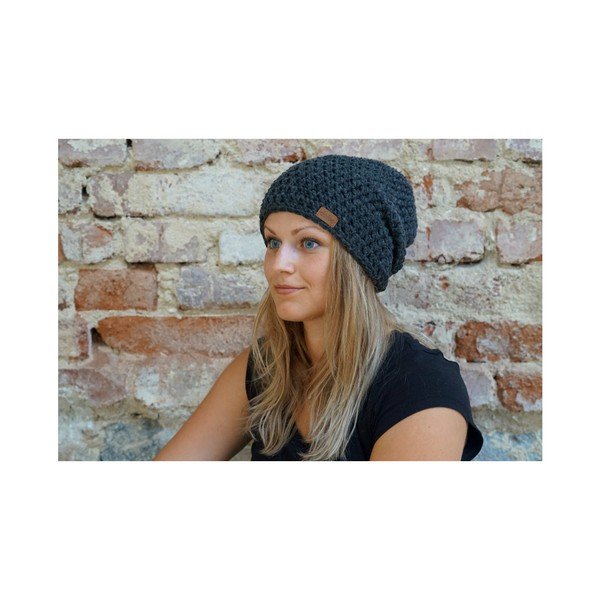 Temno siva ročno kvačkana kapa DOKE Night-image-3